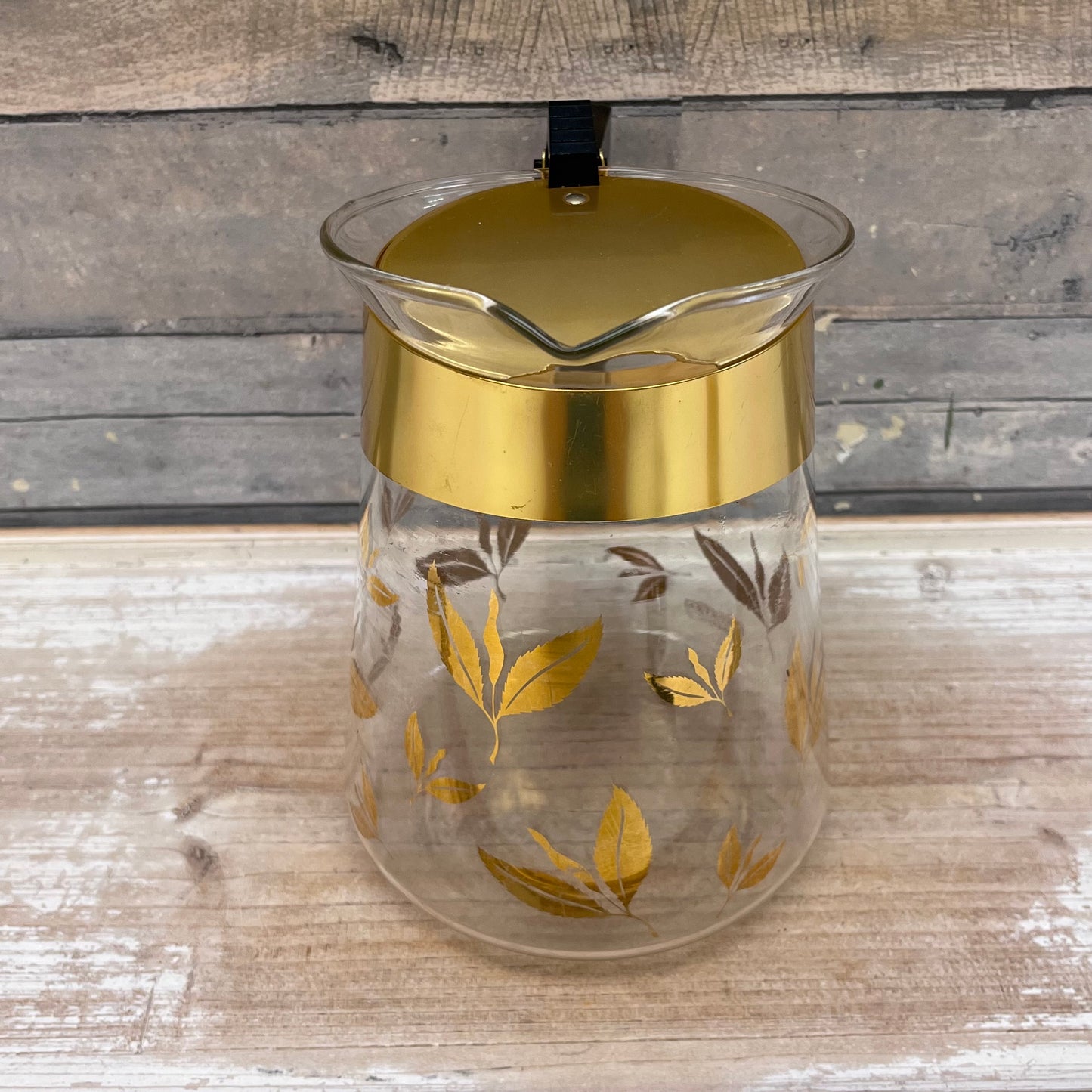 Douglas Flameproof Gold Leaves Lidded Coffee Pot with Strainer