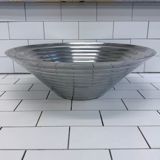 Ribbed Metal Bowl Large Centerpiece 18”