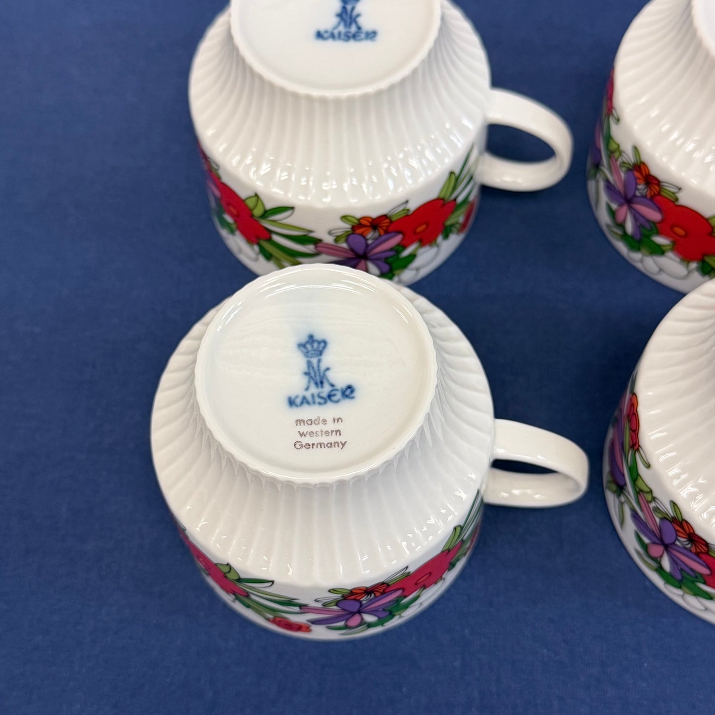 Kaiser Floral Demitasse Cups Saucer Set 1970s