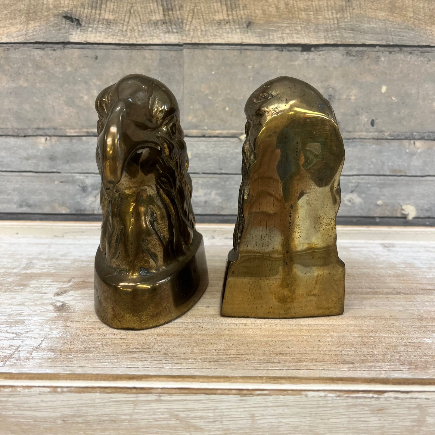 Vintage Brass Eagle Head Bookends, Set of 2