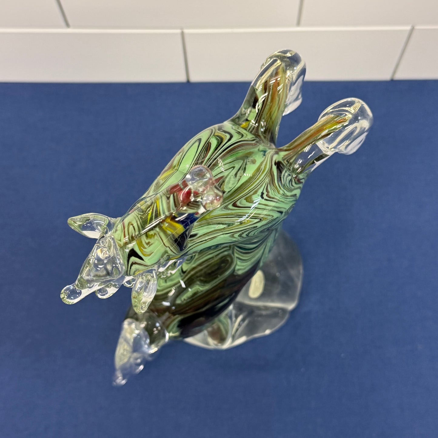 Dynasty Gallery Murano Style Rearing Horse Glass Sculpture 1990s