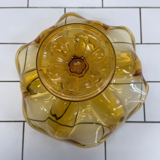 Viking Epic Six Petal Compote, Amber Glass