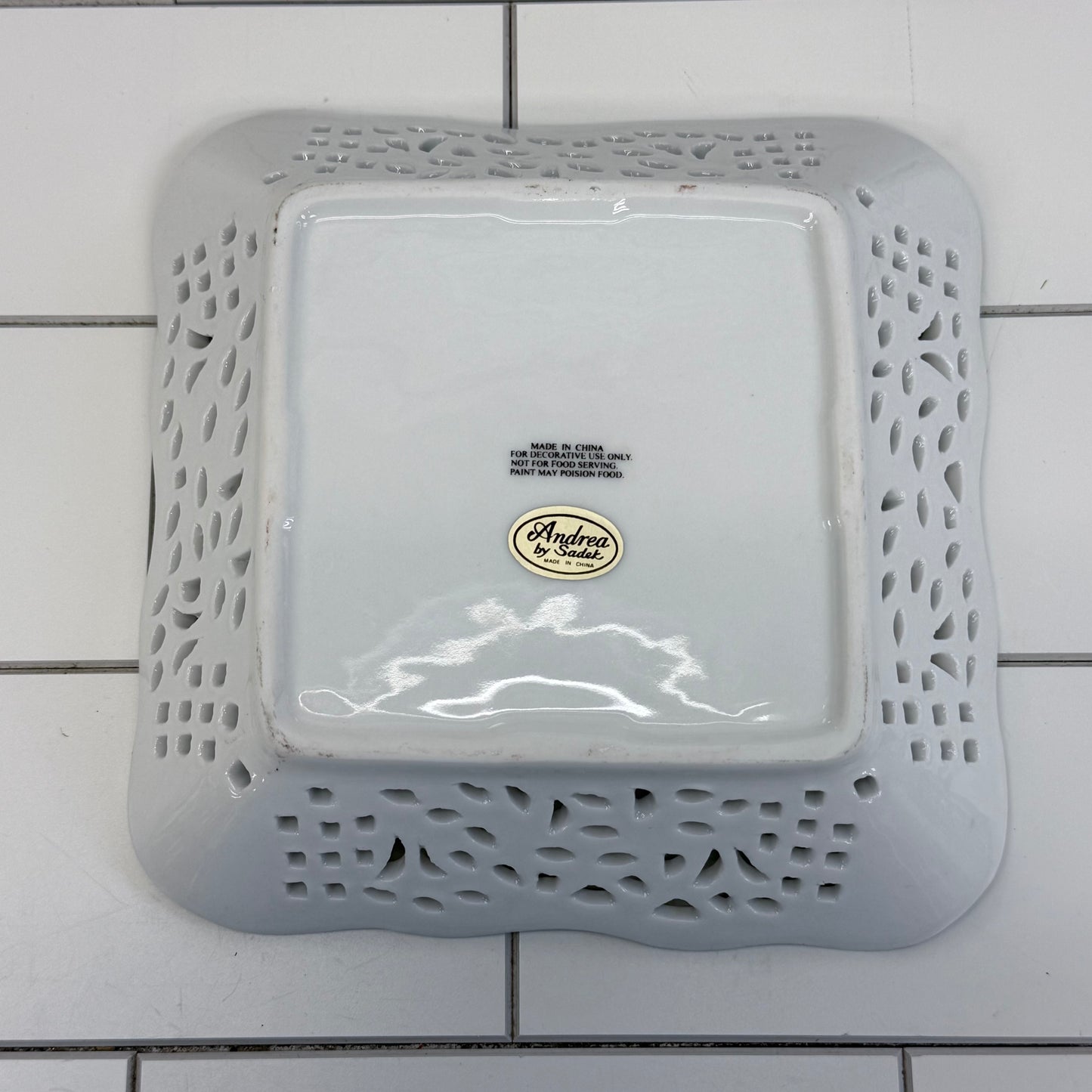 Andrea by Sadek Butterfly Reticulated Ceramic Dish