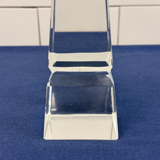 Glass Obelisk Sculpture Faceted Tower Paperweight Desk Decor