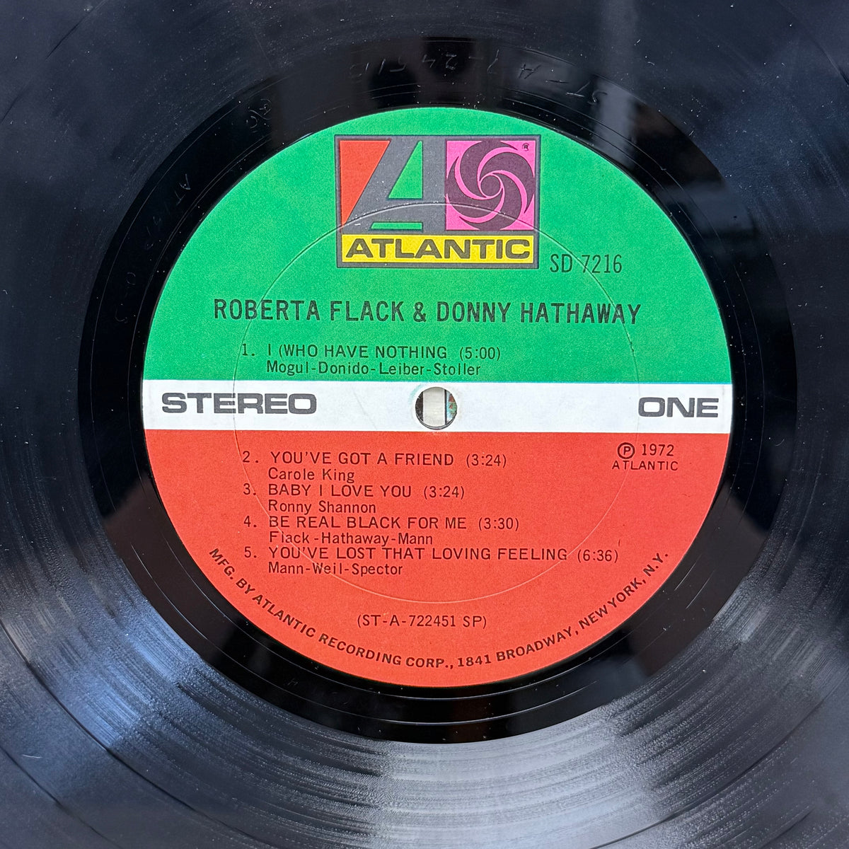 Roberta Flack & Donny Hathaway Vinyl LP 1972 Atlantic SD 7216