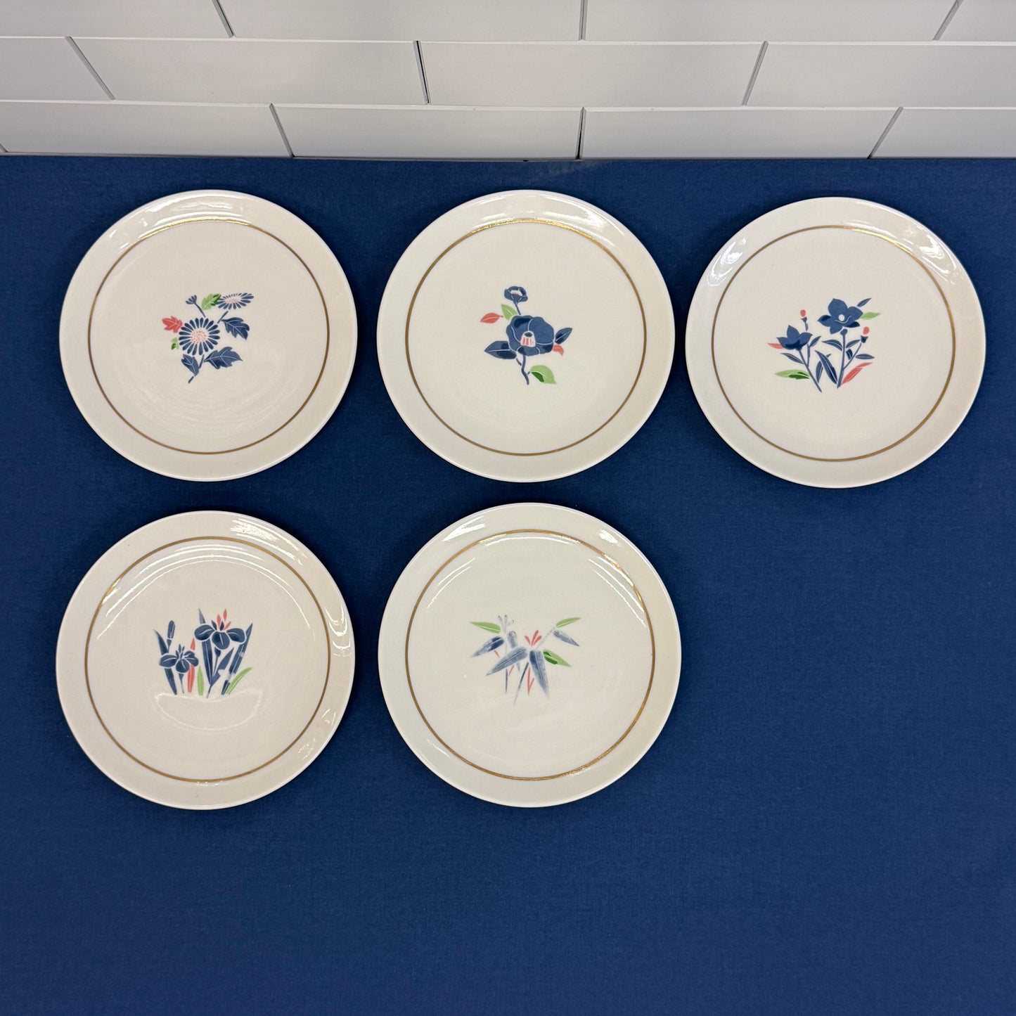 MCM Japanese Porcelain Floral Plates Set of 5