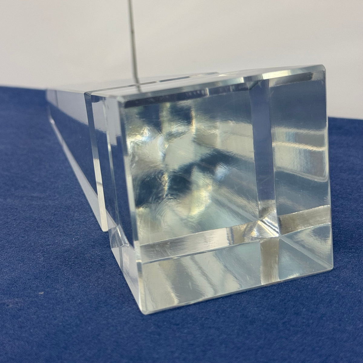 Glass Obelisk Sculpture Faceted Tower Paperweight Desk Decor