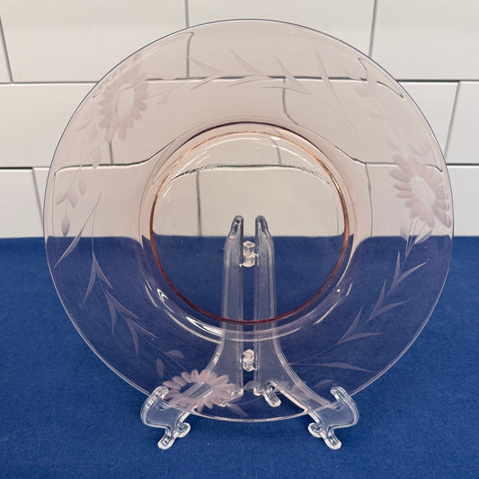 Cambridge Glass Co. Daisy Plate Set of 10, Wheel Etched