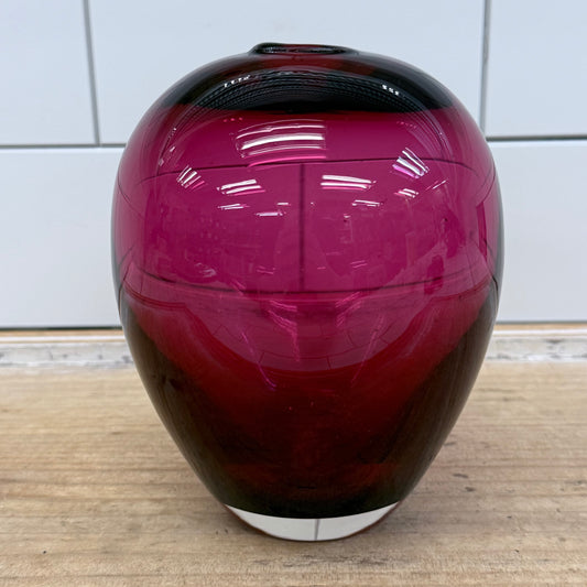 Vintage Cranberry Red Hand Blown Art Glass Bud Vase 6”