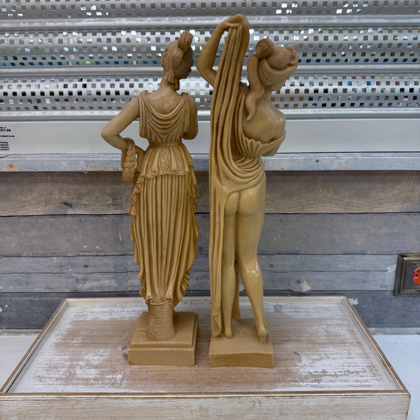 Greek Goddess Resin Statues Signed, Set of 2