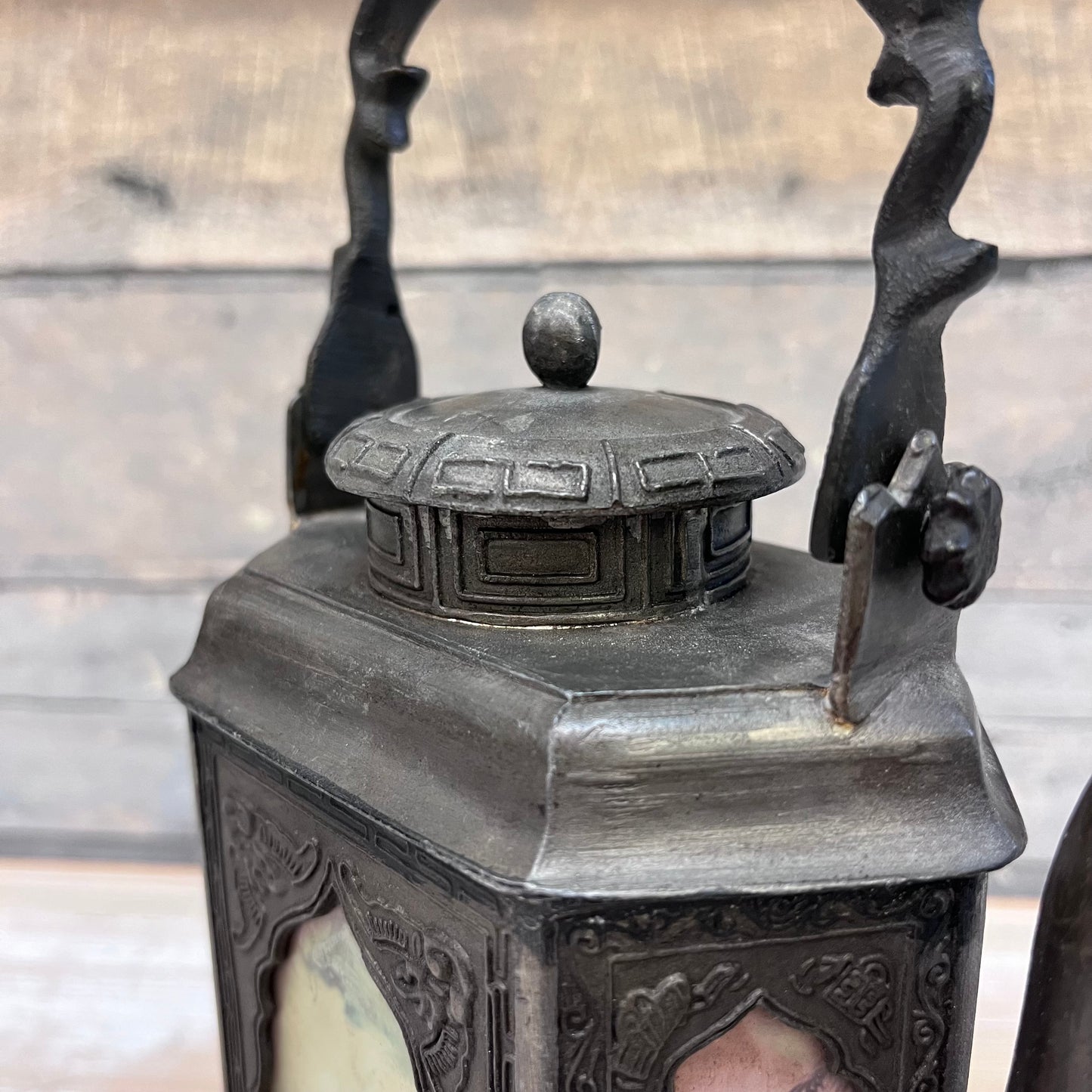 Shantou Cast Iron & Pewter Teapot, Antique