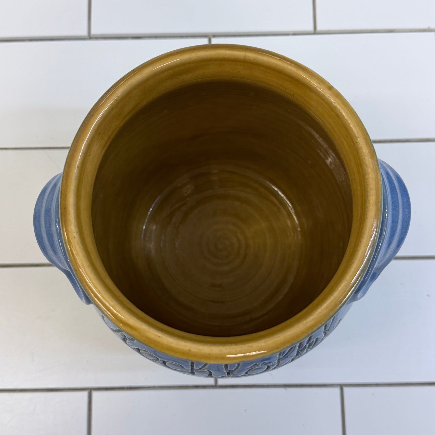 German Stoneware Kochlöffel Utensil Holder Blue Pottery Crock