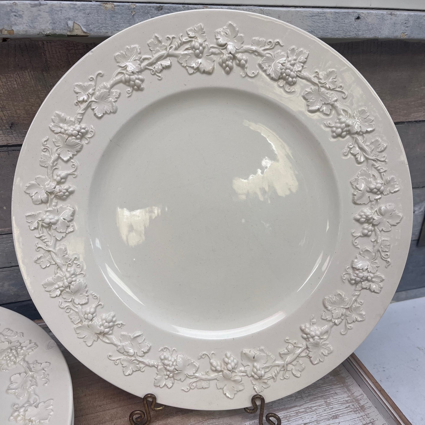 Wedgwood Embossed Grape Queensware Dinner Plates, Set of 3
