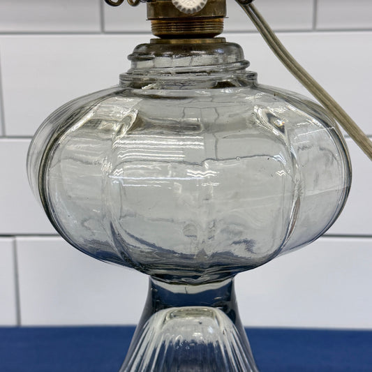 Electrified Glass Oil Hurricane Lamps with Chimneys Set of 2