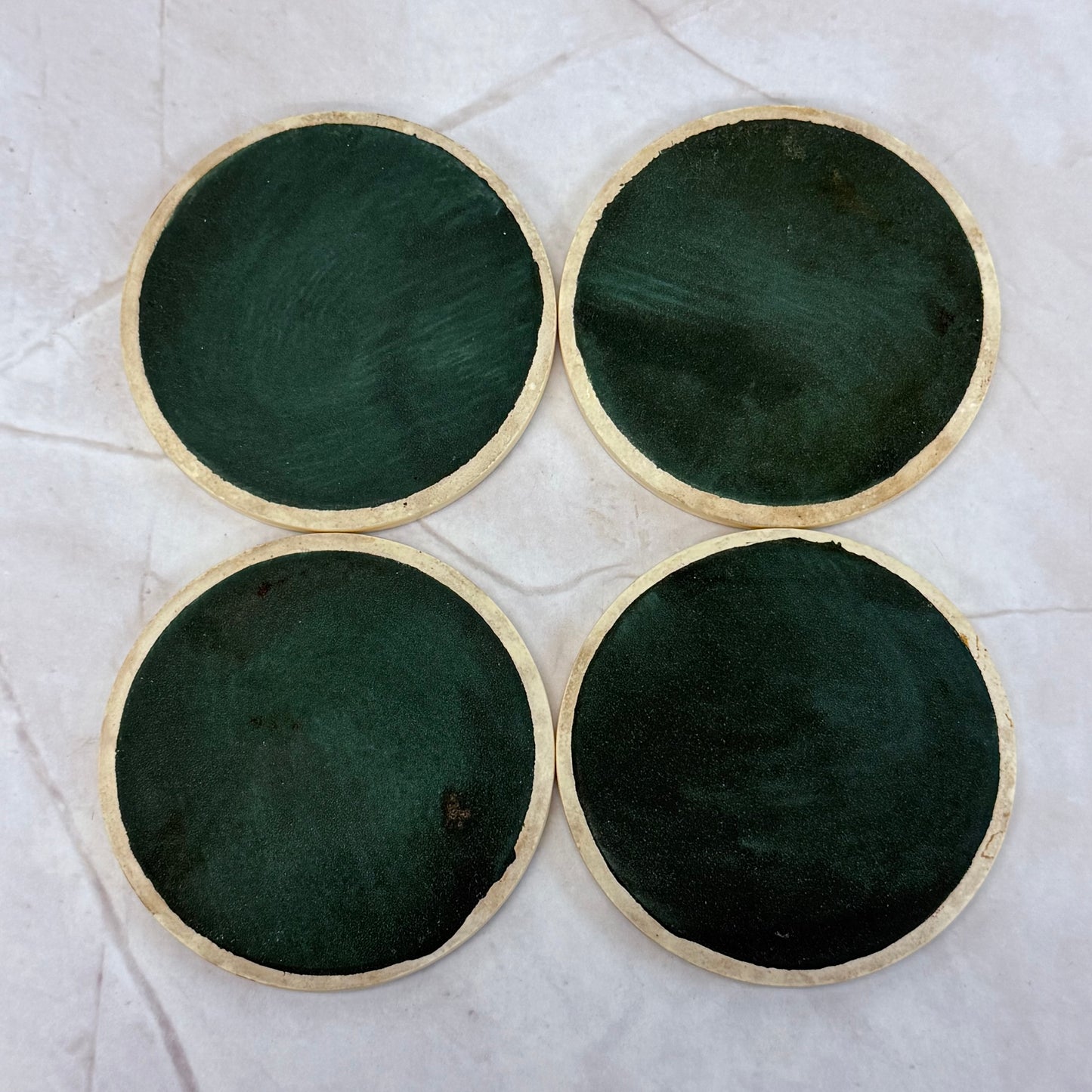 Greek Key Embossed Ceramic Coasters, Set of 8