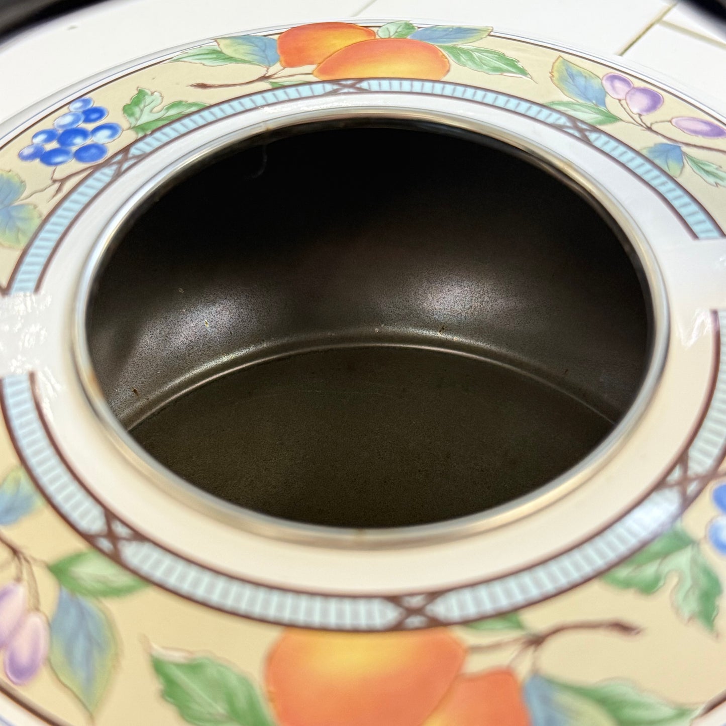 Mikasa Garden Harvest Whistling Enamel Kettle 1990s