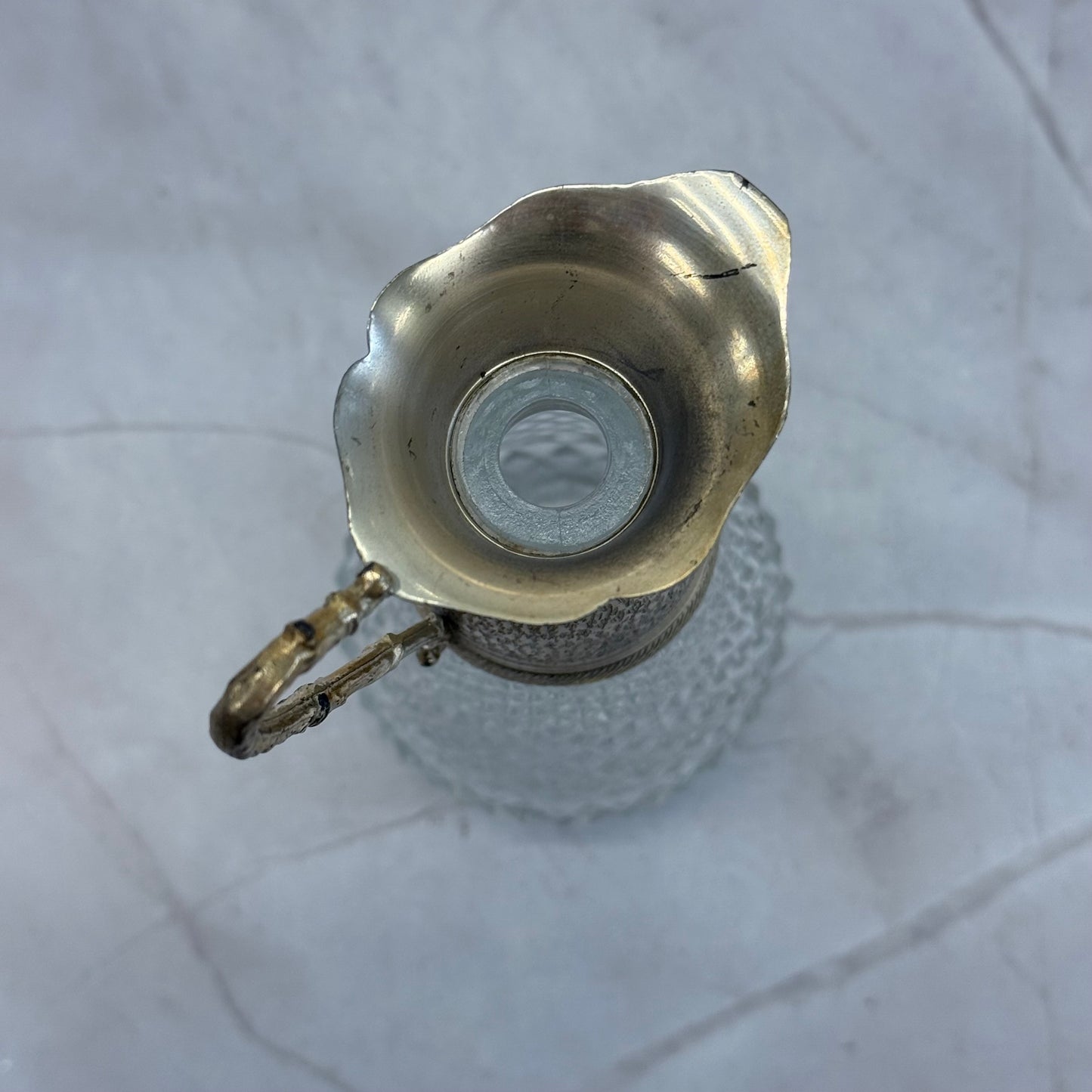 Claret Pitcher Silver Plated Pressed Glass, Made in Italy