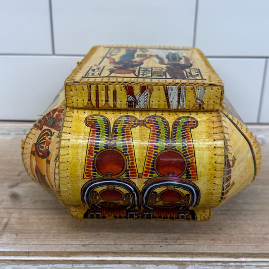 Egyptian Revival Leatherette Papier-Mâché Trinket Box