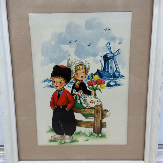 Dutch Children Post Card, Framed