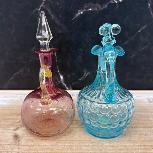 Cruet Set Rare Adams Glass Co Thousand Eye Pattern