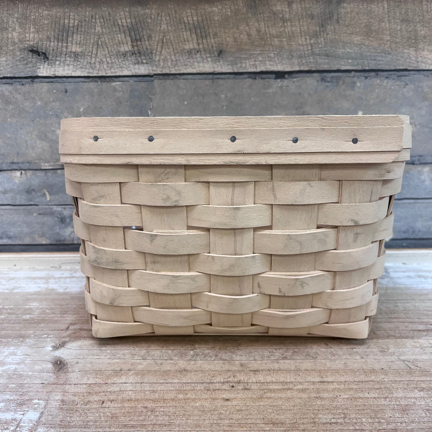 Longaberger Whitewashed Basket, Signed 2001