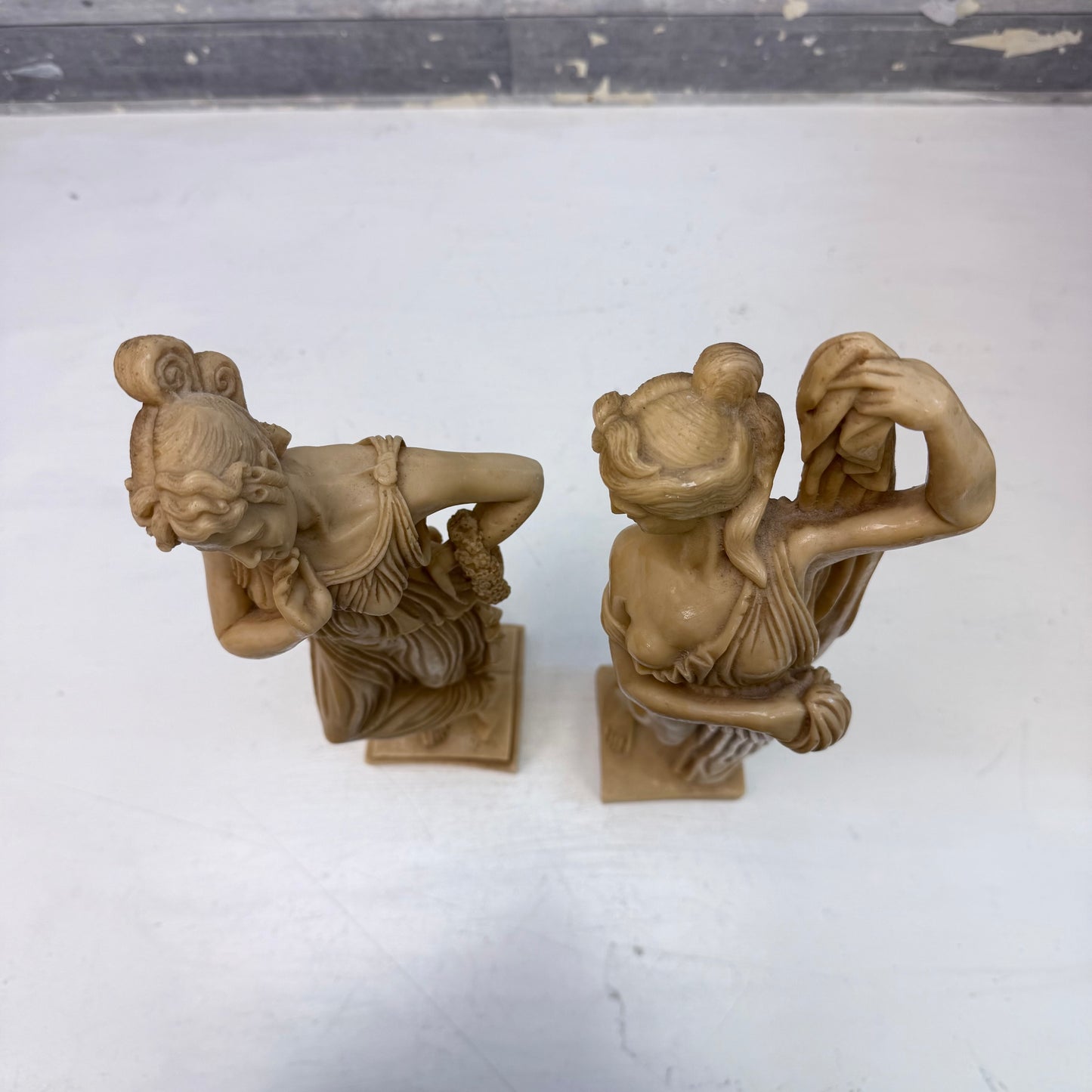 Greek Goddess Resin Statues Signed, Set of 2