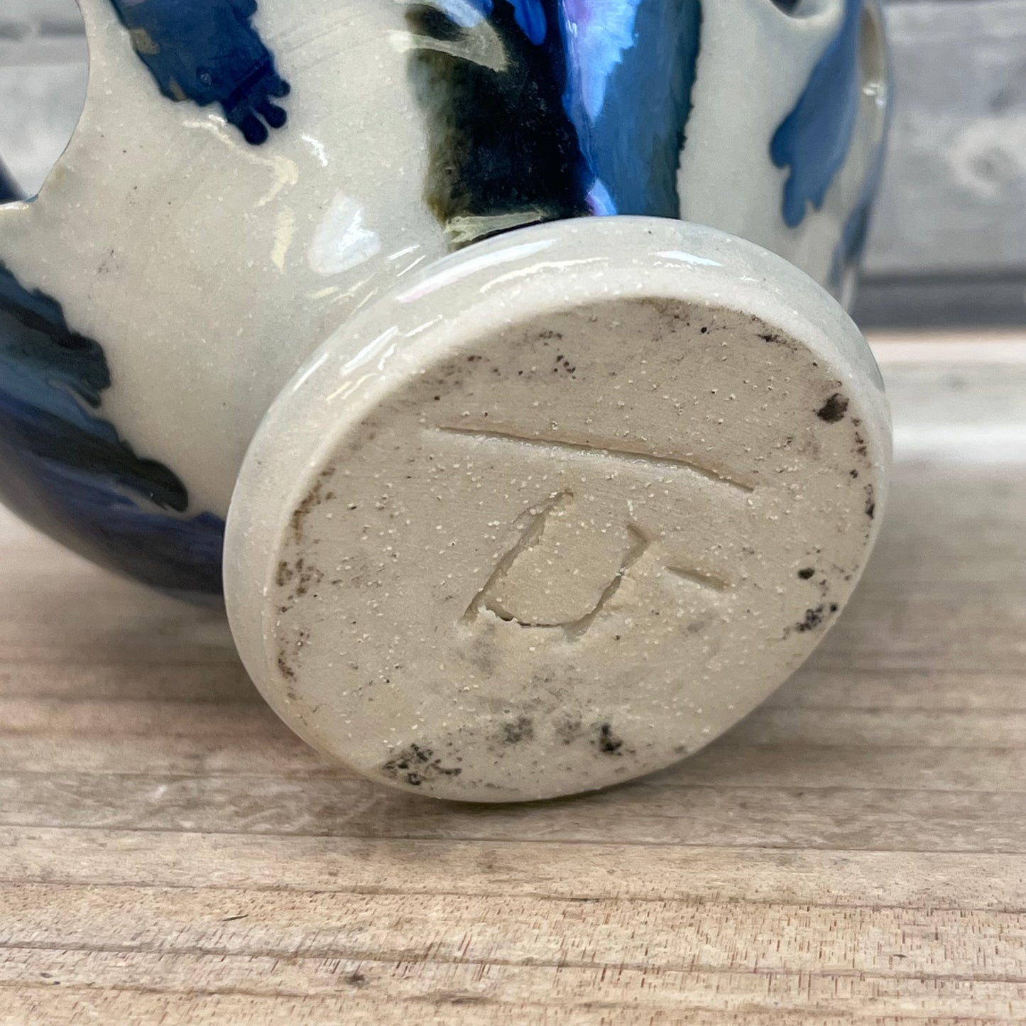 Studio Pottery Drip Glaze Votive Holder, Signed