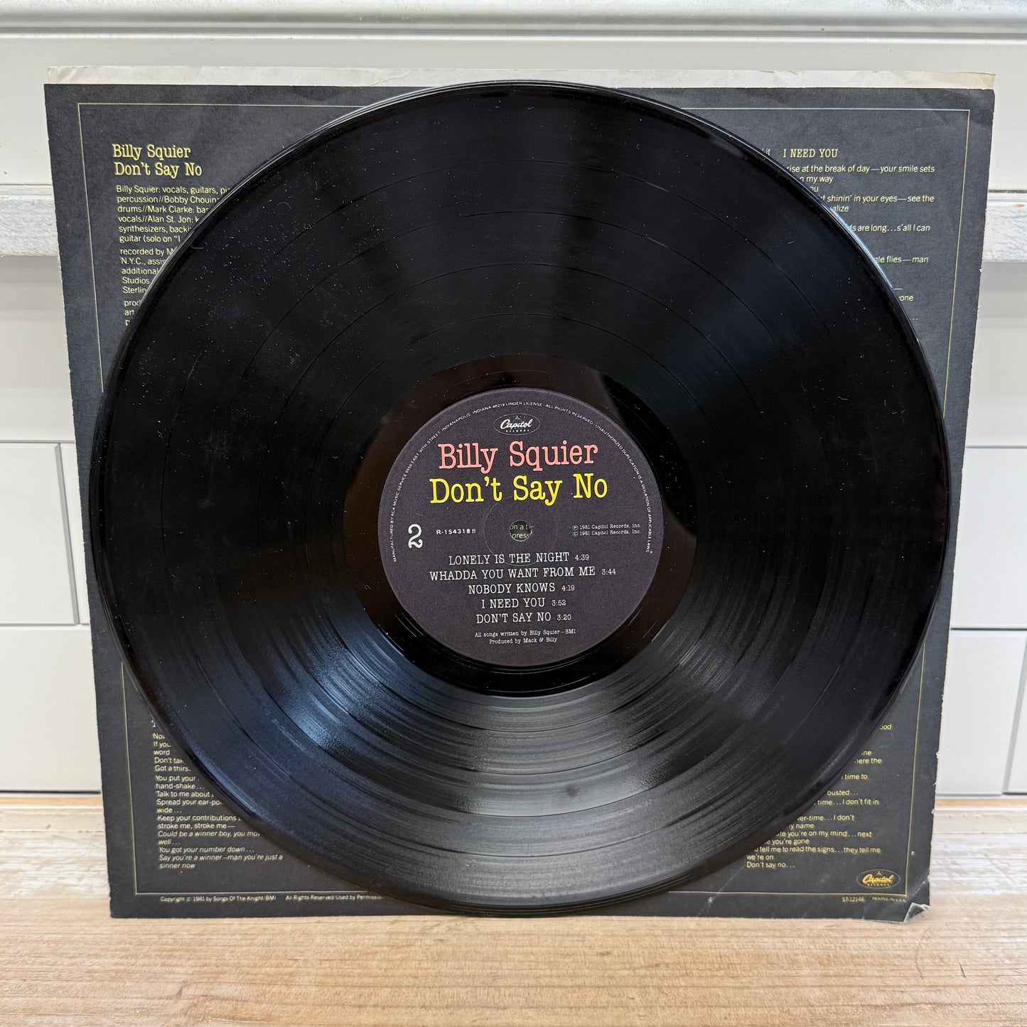 Billy Squier Don’t Say No Vinyl Record, 1981