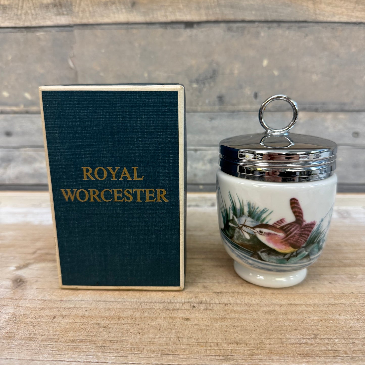 Royal Worcester Bird Pattern Porcelain Egg Coddler in Box