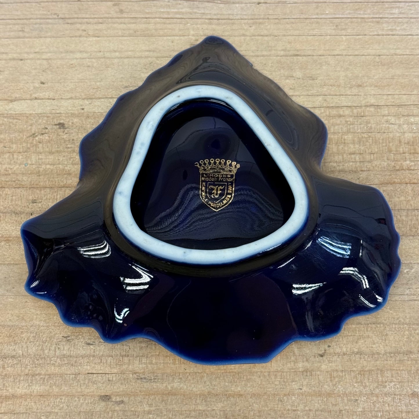 Limoges Castel France Cobalt Blue Porcelain Bell & Dish Set