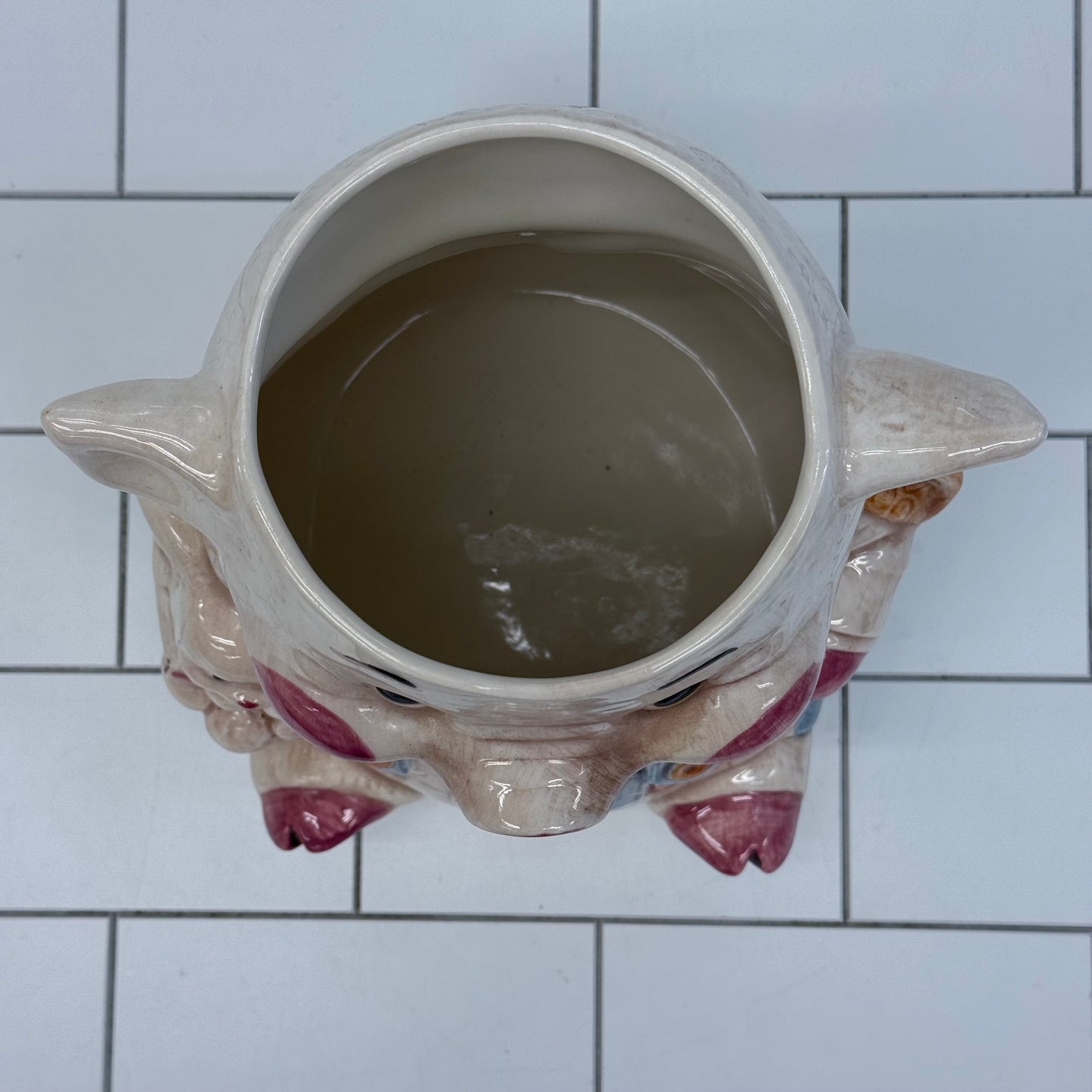 Treasure Craft Farmer Pig Cookie Jar, Ceramic 1960s