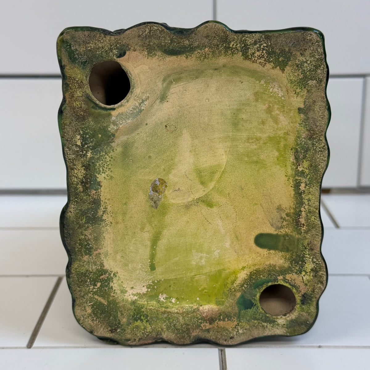 Majolica Style Glazed Ceramic Cottage Birdhouse