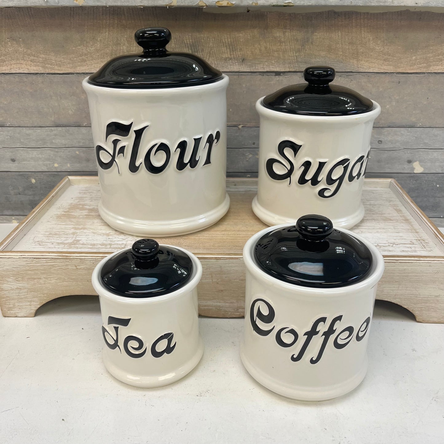Vintage Jay Imports Ceramic Kitchen Canisters, Set of 4