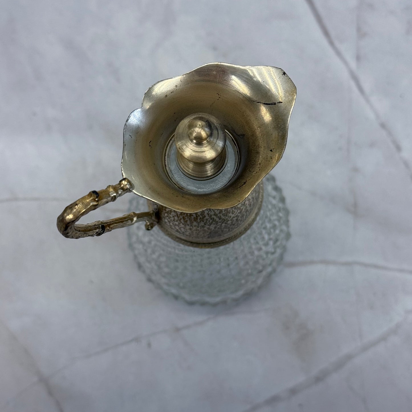 Claret Pitcher Silver Plated Pressed Glass, Made in Italy
