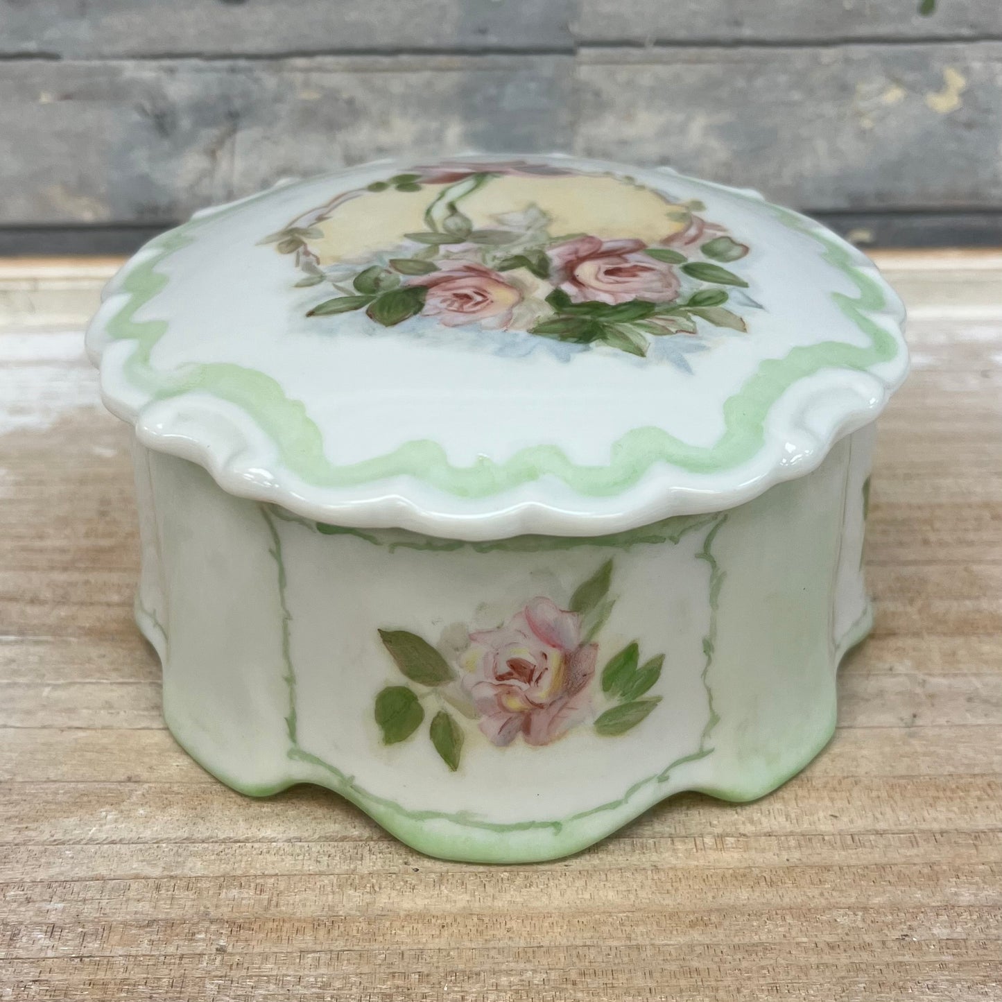 Hand Painted Porcelain Powder Jar, 1984