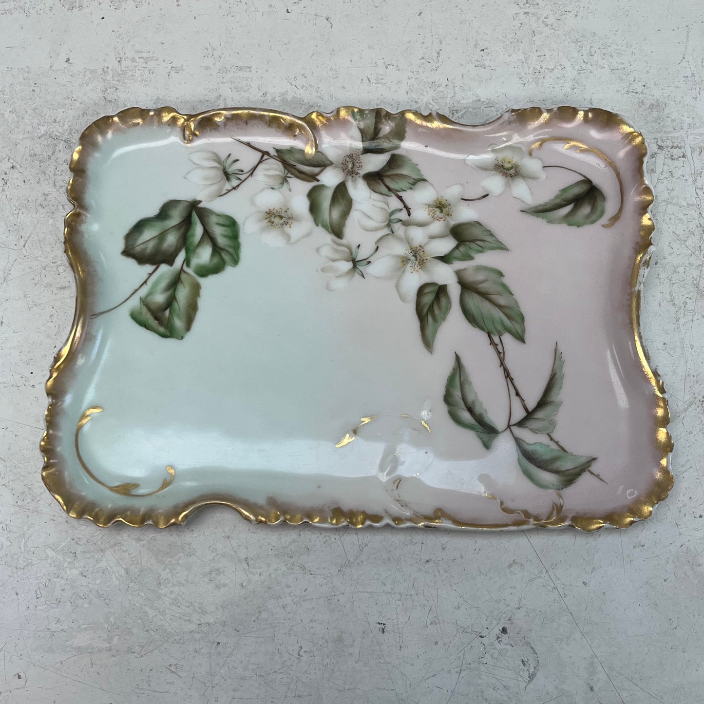Haviland & Co. Limoges Floral Porcelain Tray, Antique