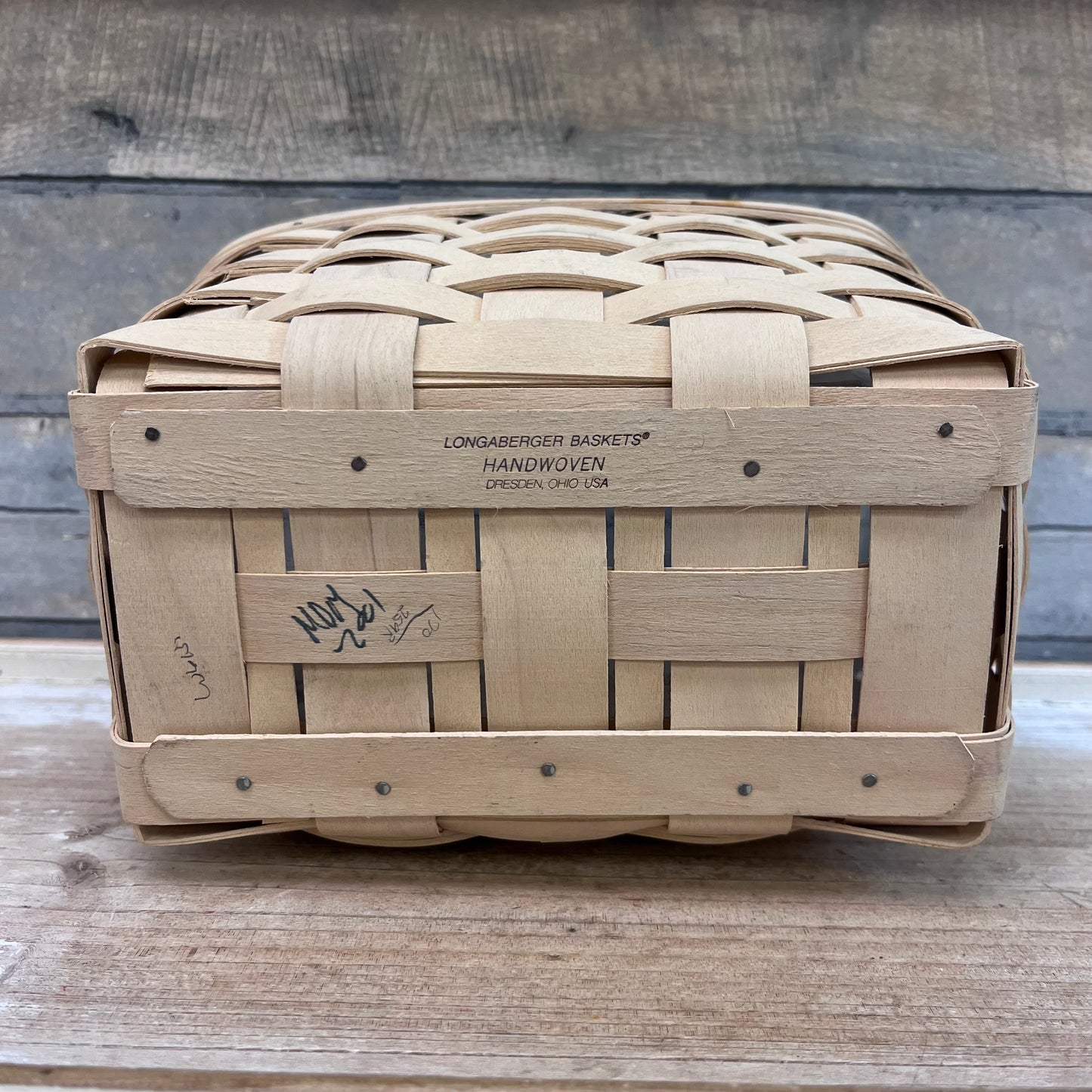 Longaberger Whitewashed Basket, Signed 2001