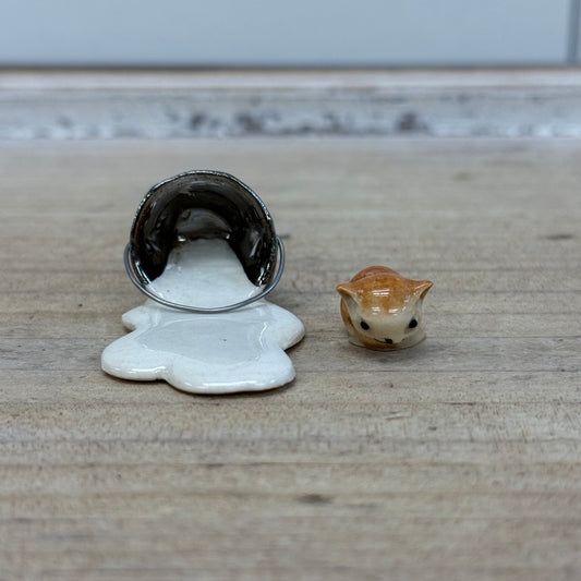 Hagen Renaker Spilt Milk Bucket and Kitten Figurine, Ceramic