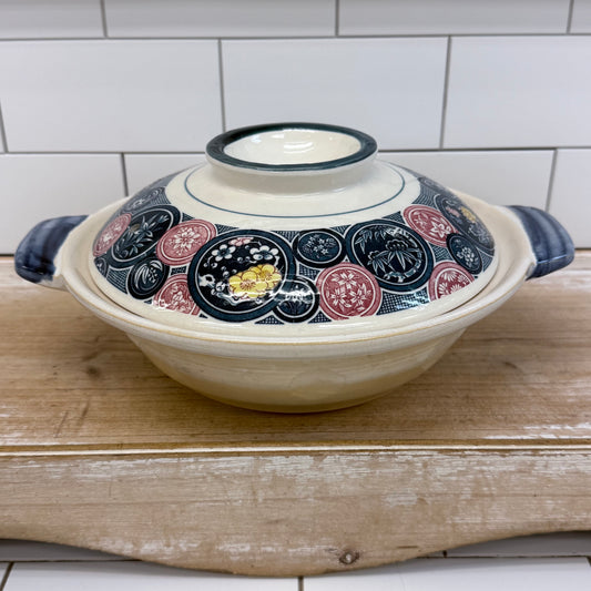 Japanese Karako Donabe Cooking Pot & Rice Bowls Set Transferware