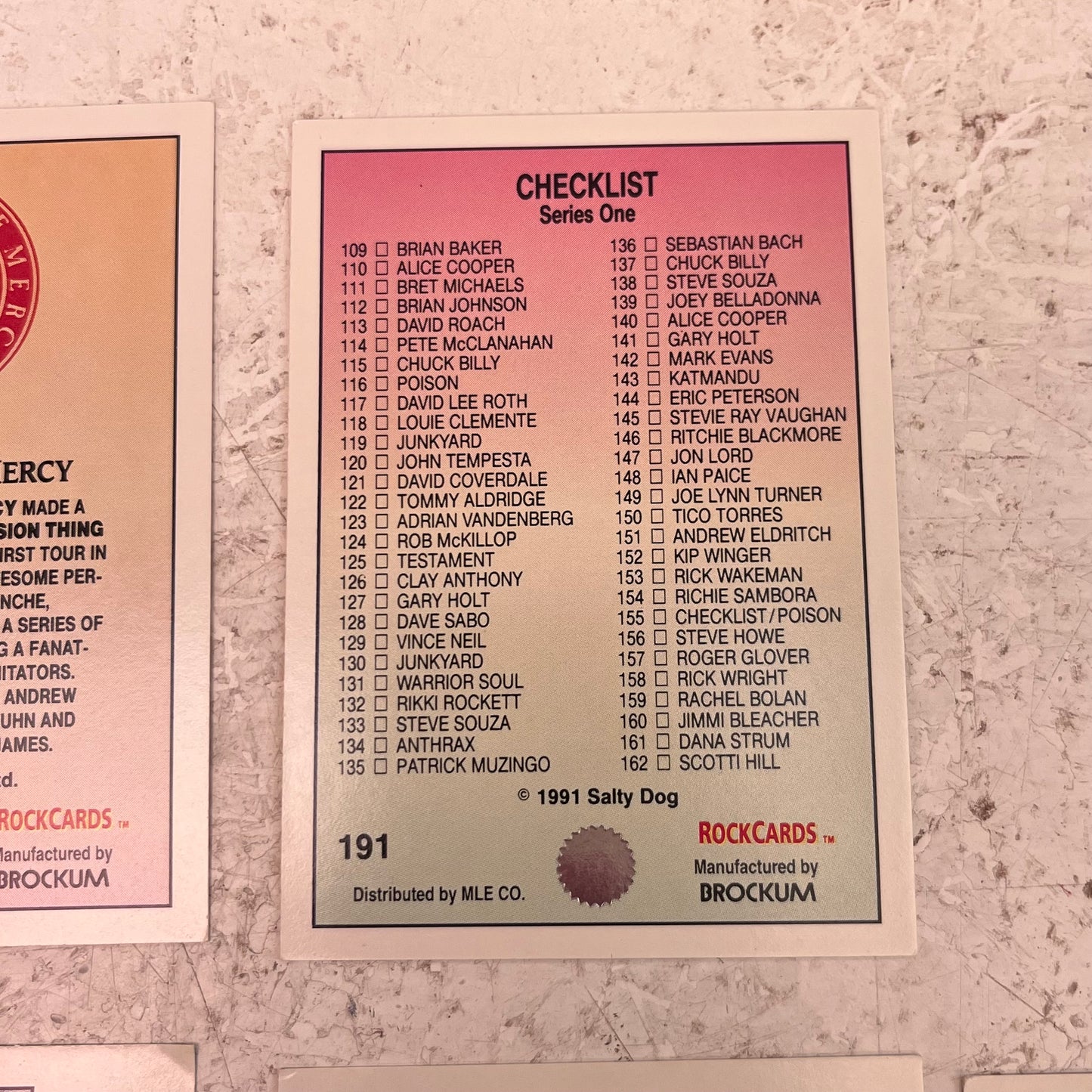 RockCards Series One Trading Cards Lot of 83 Cards, 1991
