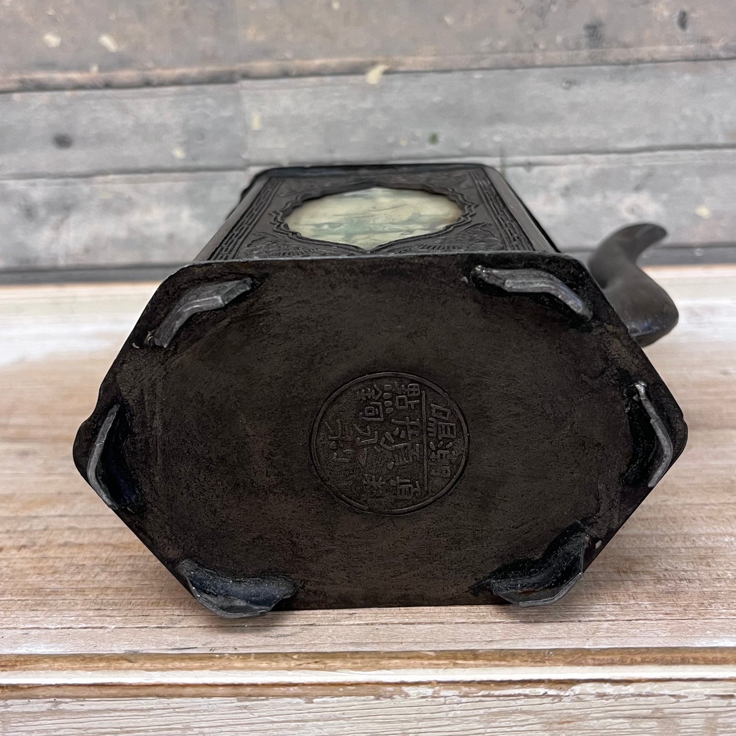 Shantou Cast Iron & Pewter Teapot, Antique