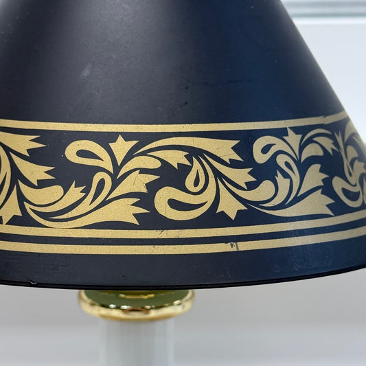 Hampton Brass Table Lamp Black Tole Shade 1990s