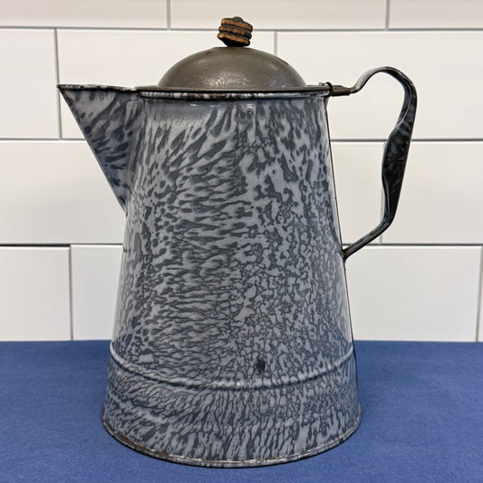 Graniteware Coffee Pot Enamel Camp Kettle Antique 1920s