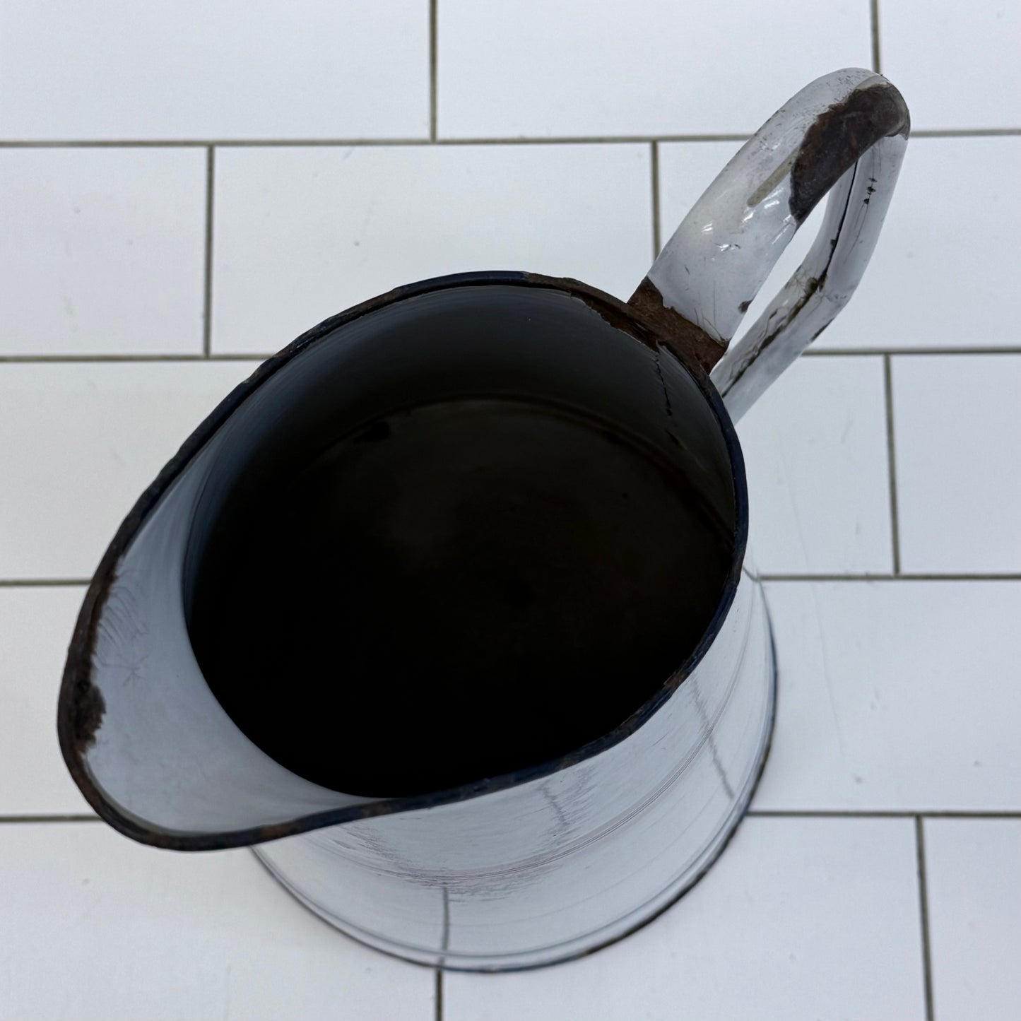 Striped Enamelware Pitcher