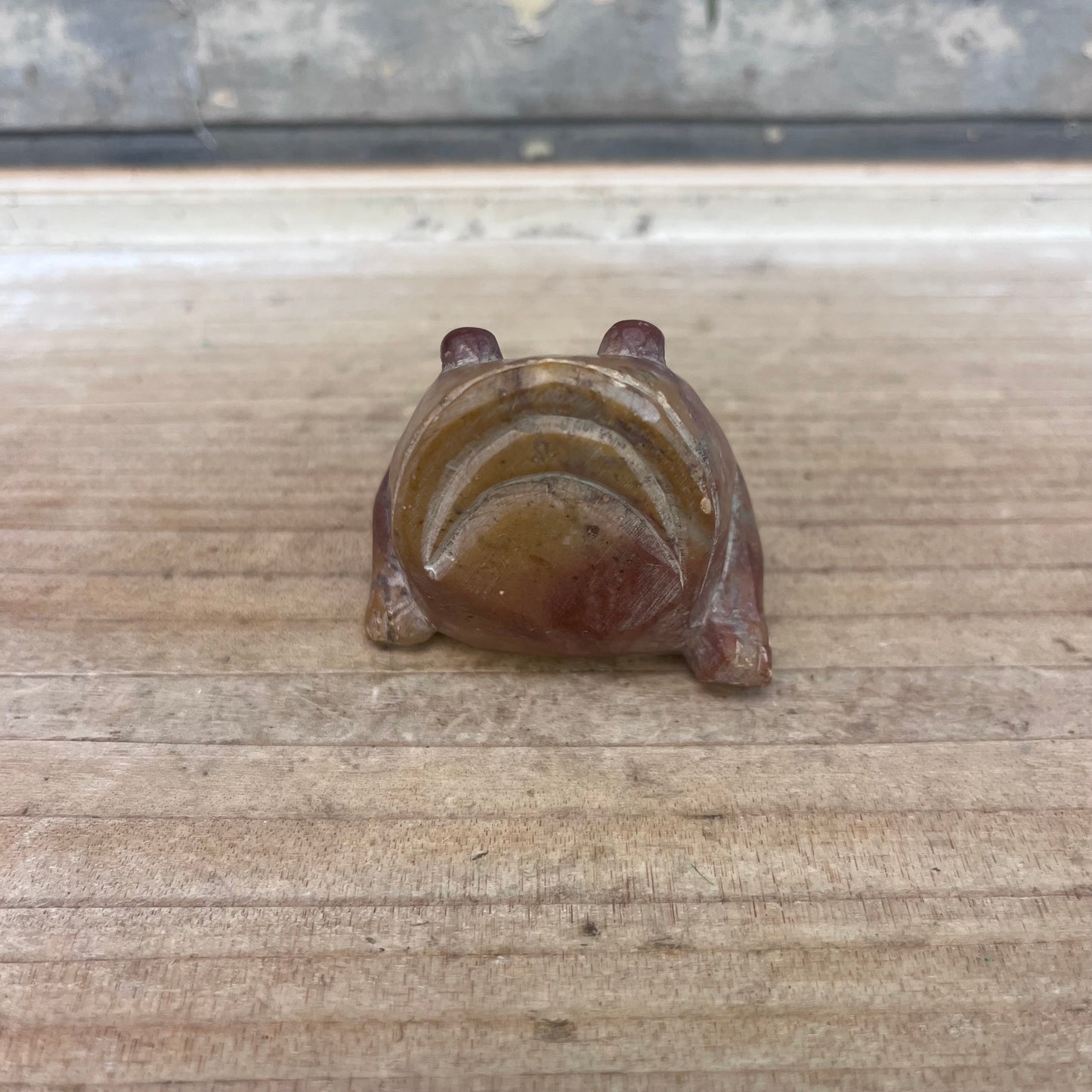 Hand Carved Stone Grumpy Frog Figurine