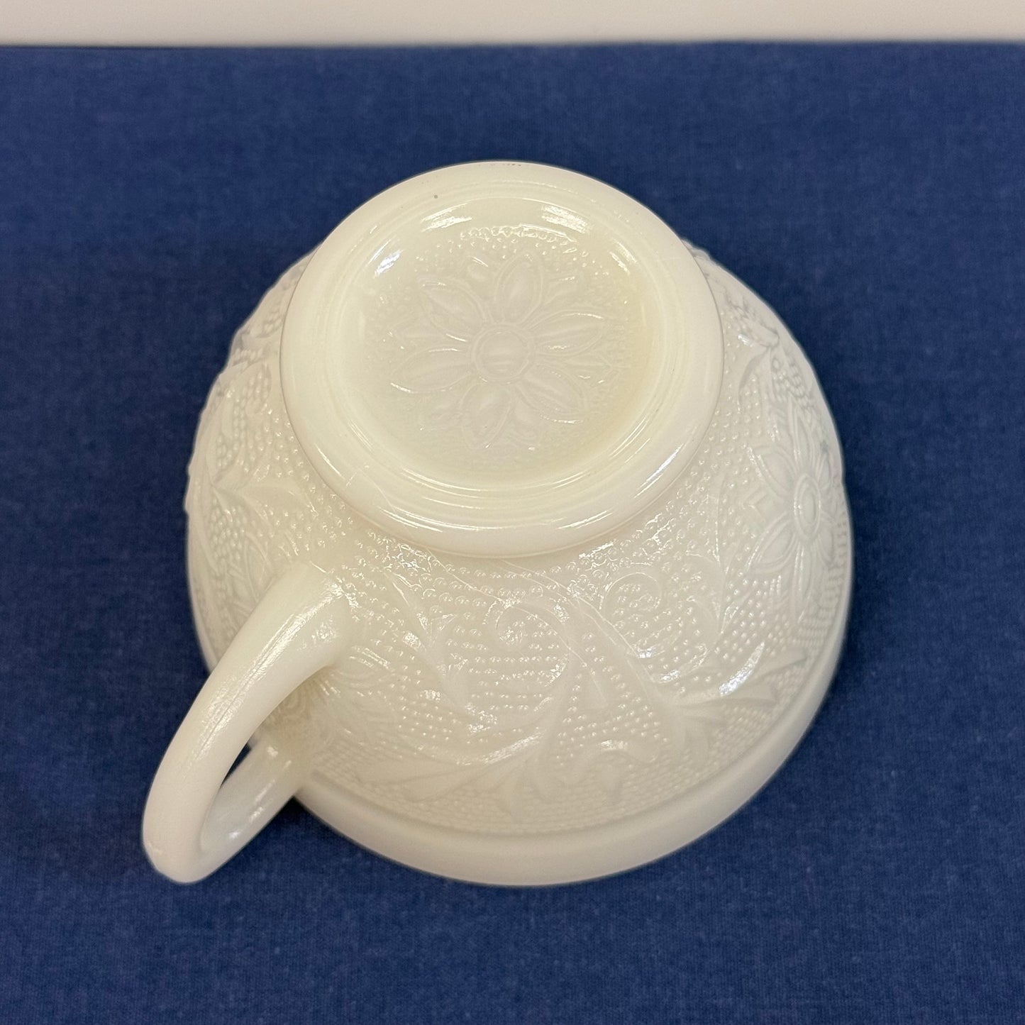 Anchor Hocking Milk Glass Punch Bowl & 10 Cup Set 1960s