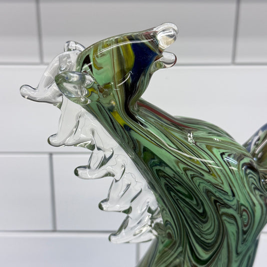 Dynasty Gallery Murano Style Rearing Horse Glass Sculpture 1990s
