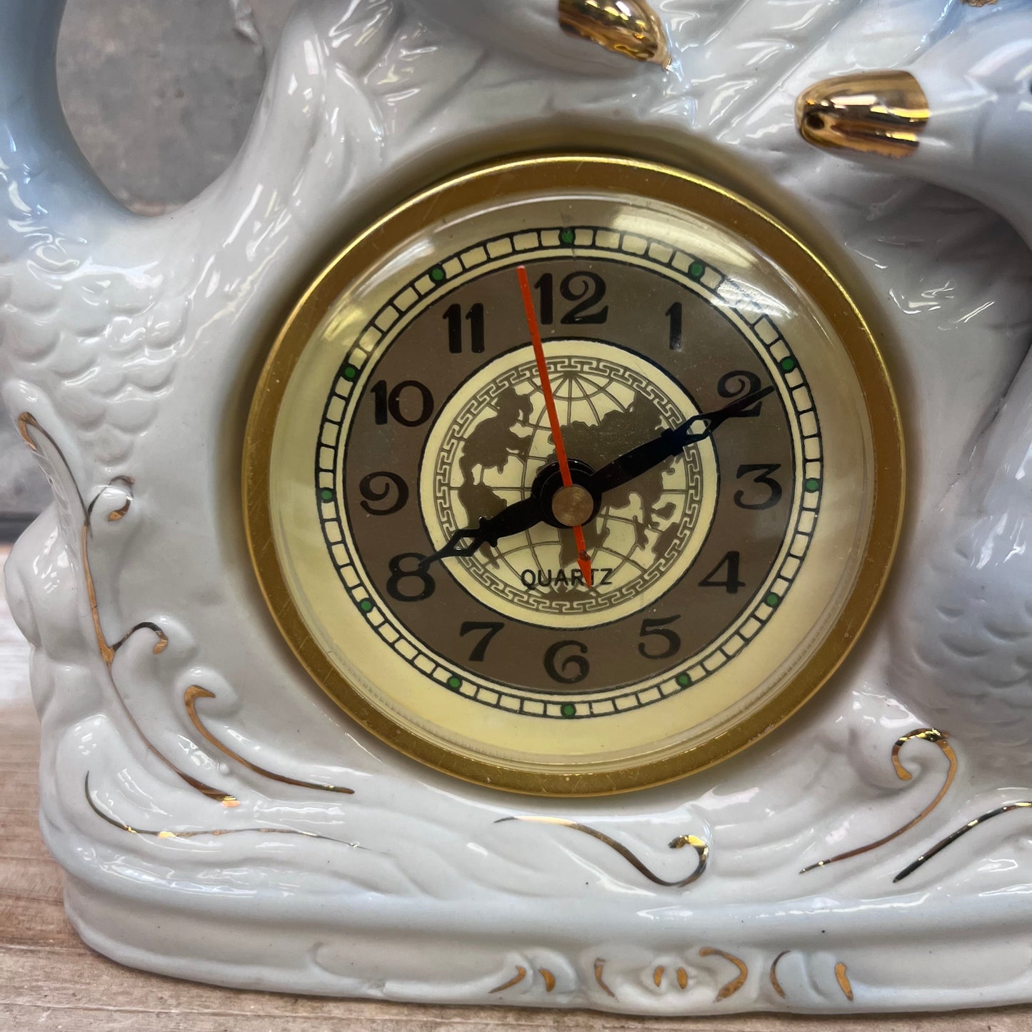 Swan Porcelain Quartz Mantle Clock
