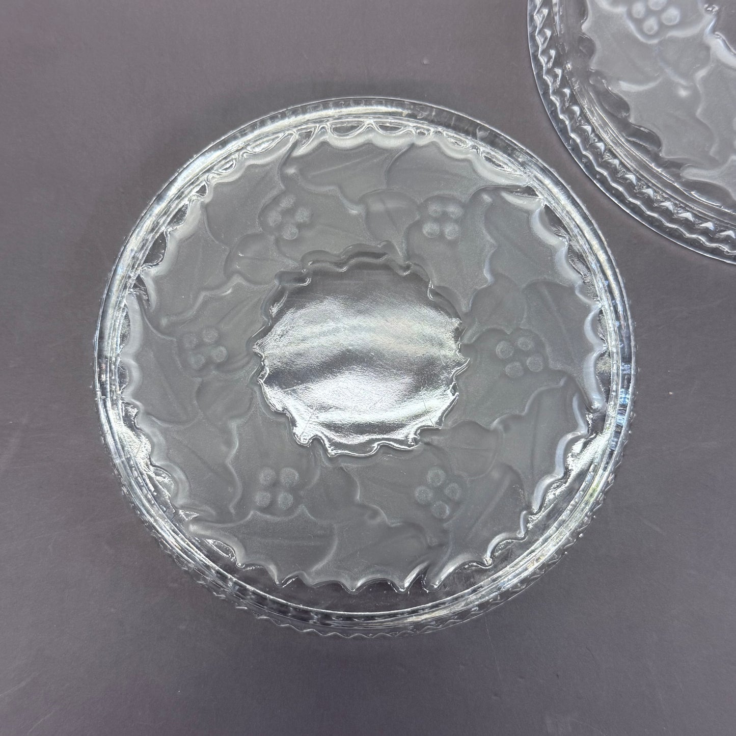 Cut Crystal Coasters Holly Wreath, Set of 2