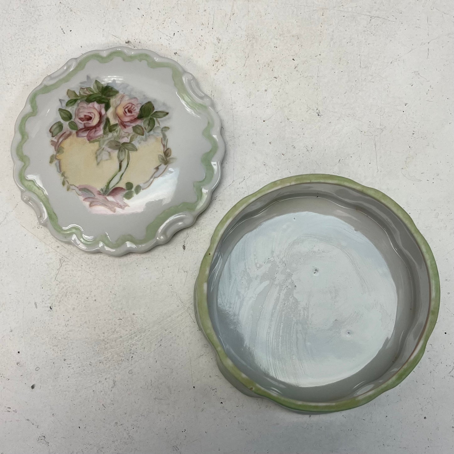 Hand Painted Porcelain Powder Jar, 1984